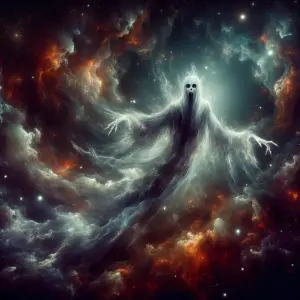 A hauntingly ethereal apparition drifts among swirling clouds of...