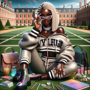 “Photo-realistic, airbrushed African American college student si...