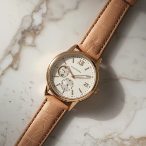 Design 1 elegant watch Place on a luxurious, marble-white backgr...