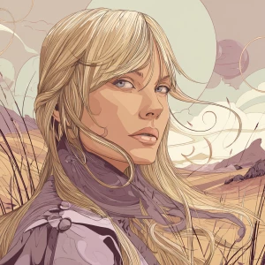 Portrait of Daryl Hannah, illustrated in the style of Moebius (J...