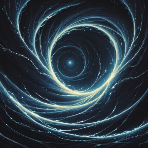 In the eerie depths of a surreal stygian quantum realm, a swirli...
