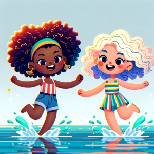 Girls dancing in bikini and then go swimming