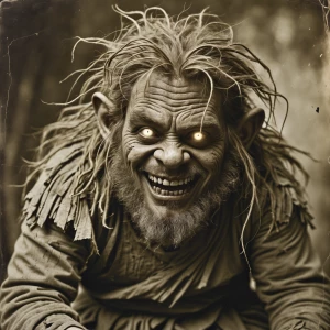 A grotesquely fascinating grungy troll, every feature a mix of r...