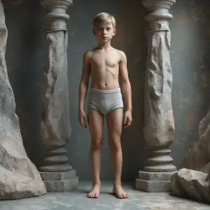 Barechested Boy with barechested legs