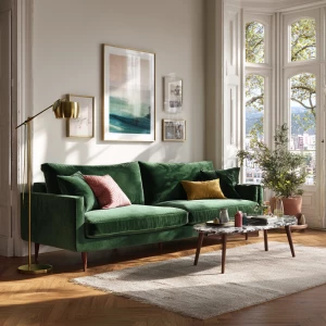Create a photorealistic full-room image of a luxury Scandinavian...