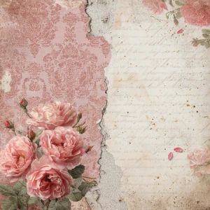 Shabby chic vintage scrapbook background paper, 12x12 inch print...
