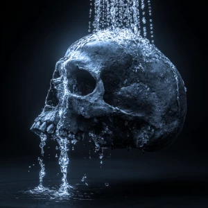 Showerbl head skull with water coming out of it