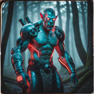 In a world where retro-futurism meets fantasy, a luminous orc wi...