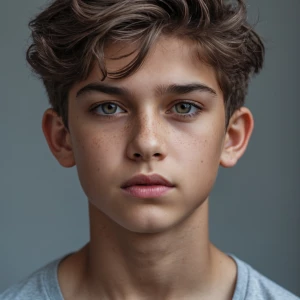 Imagen de un chico de 15 años un poco musculoso de su cara