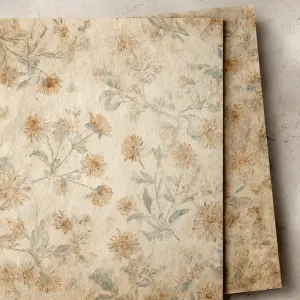 printable junk journal background paper, soft sunflower toss pat...