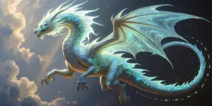 A shimmering celestial dragon, its body a symphony of biolumines...