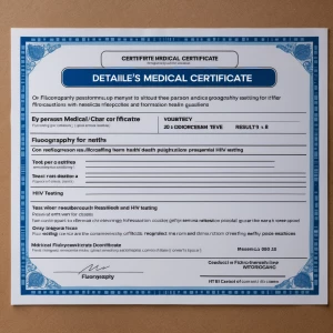 Create a detailed medical certificate depicting a person's healt...