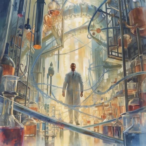Within the immaculate grandiose genetic modification lab, a towe...
