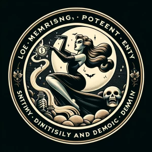 Illustrate a captivating goddess-demoness avatar or mascot style...