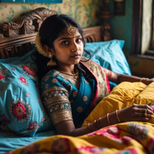 A indian girl in bed