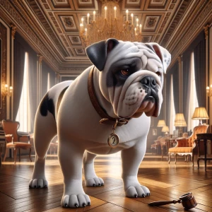 Generate an image of a female Alapaha Blueblood bulldog with whi...