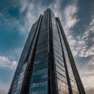 201 meter tall modern grade a skyscraper with full glass facade...