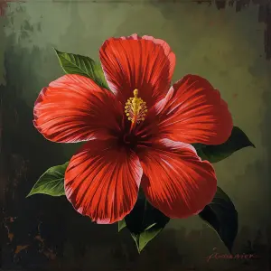 A highly stylized, illustrative oil or acrylic painting with vis...