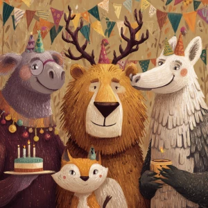 Anthropomorphic animal birthday party