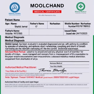 Moolchand Medical Certificate

Patient Name: Shahid Jamal
Age...