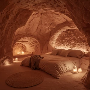 Create a captivating visualization of "Bedroom 5 – Pink Salt Cav...