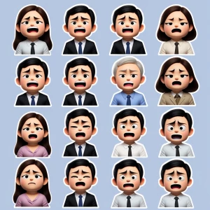 convert the photo above into a set of 12 chibi stickers (4 * 4 g...
