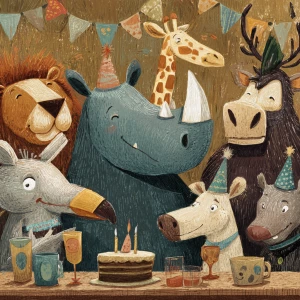 Anthropomorphic animal birthday party