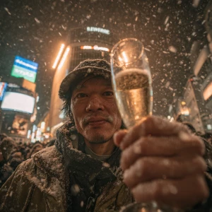 A man standing amidst the electric energy of Tokyo's Shibuya Cro...