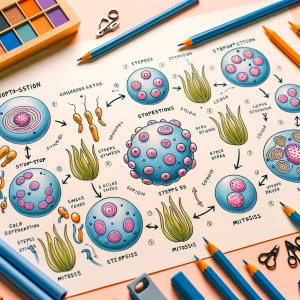 Create me a stop motion video of the steps of mitosis with drawi...