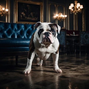 Create an image showing a female Alapaha Blueblood bulldog with...