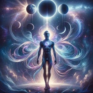 > A realistic digital painting in vertical 3:4 format of a cosmi...