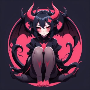 design a mascot a cute anime succubus mascot sitting on the name...