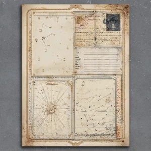 Print-ready vintage ephemera sheet with 6 coordinated shabby-chi...