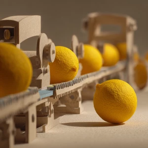 Scene opens with a row of lemons cut from textured yellow paper,...