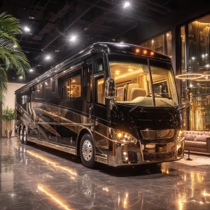 Ultra-realistic photo of a luxurious black Rolls-Royce style mot...