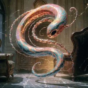 A shimmering, antiqued sonic symbiote with a retro-futuristic ch...