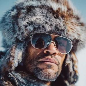 A skier man in Courchevel gazing directly into the camera, weari...