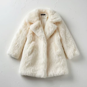 Create a Fluffy white sheep long texture fur coat with oversized...