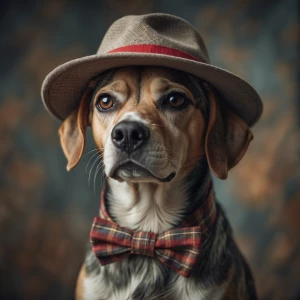 A dog with a hat