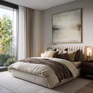 Ultra-realistic photo of a luxury guest bedroom in the same apar...