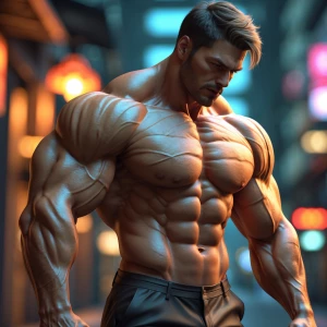 Kenneth Ethan male mid 30’s muscular the man is bulging ese pito...