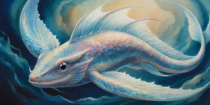 A resplendently shimmering Varyxian aquatic being, its every sca...