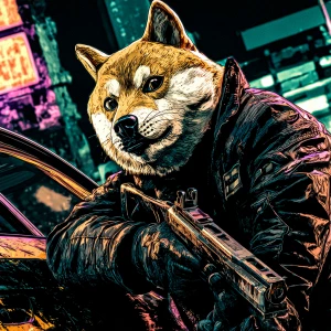 MEME DOGE in GTA art style,  , highly detailed character portrai...