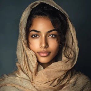 Beautiful young Muslim woman with a serene expression