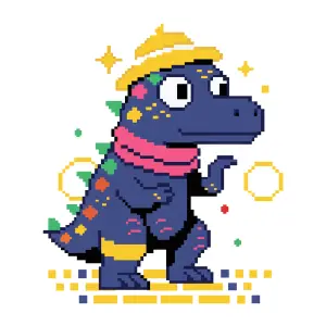 cute dynosaur, pixel art style