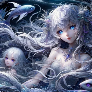 Девушка с белыми волосами и фиолетовыми глазами