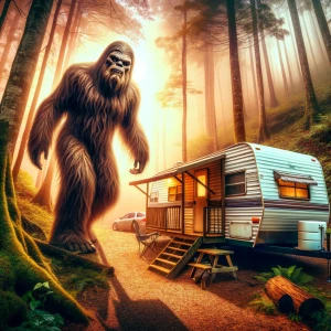 A massive, rugged sasquatch, covered in thick fur and resembling...