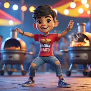 A lively 3D character of a young Filipino street dancer performi...