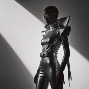 In the stark contrast of light and shadow, a schlocky glitzy met...