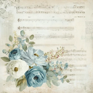 Print-ready shabby-chic collage page; A4 & US Letter full-bleed,...